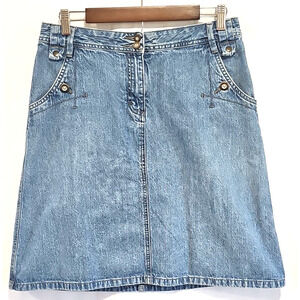 Christopher & Banks Denim Skirt Size 10 A-line Knee Length Casual Western Boho